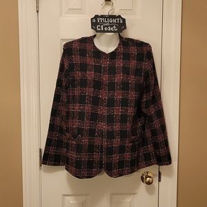 Bedford Fair Lifestyles Jacket 16 Vintage Black with red and white check